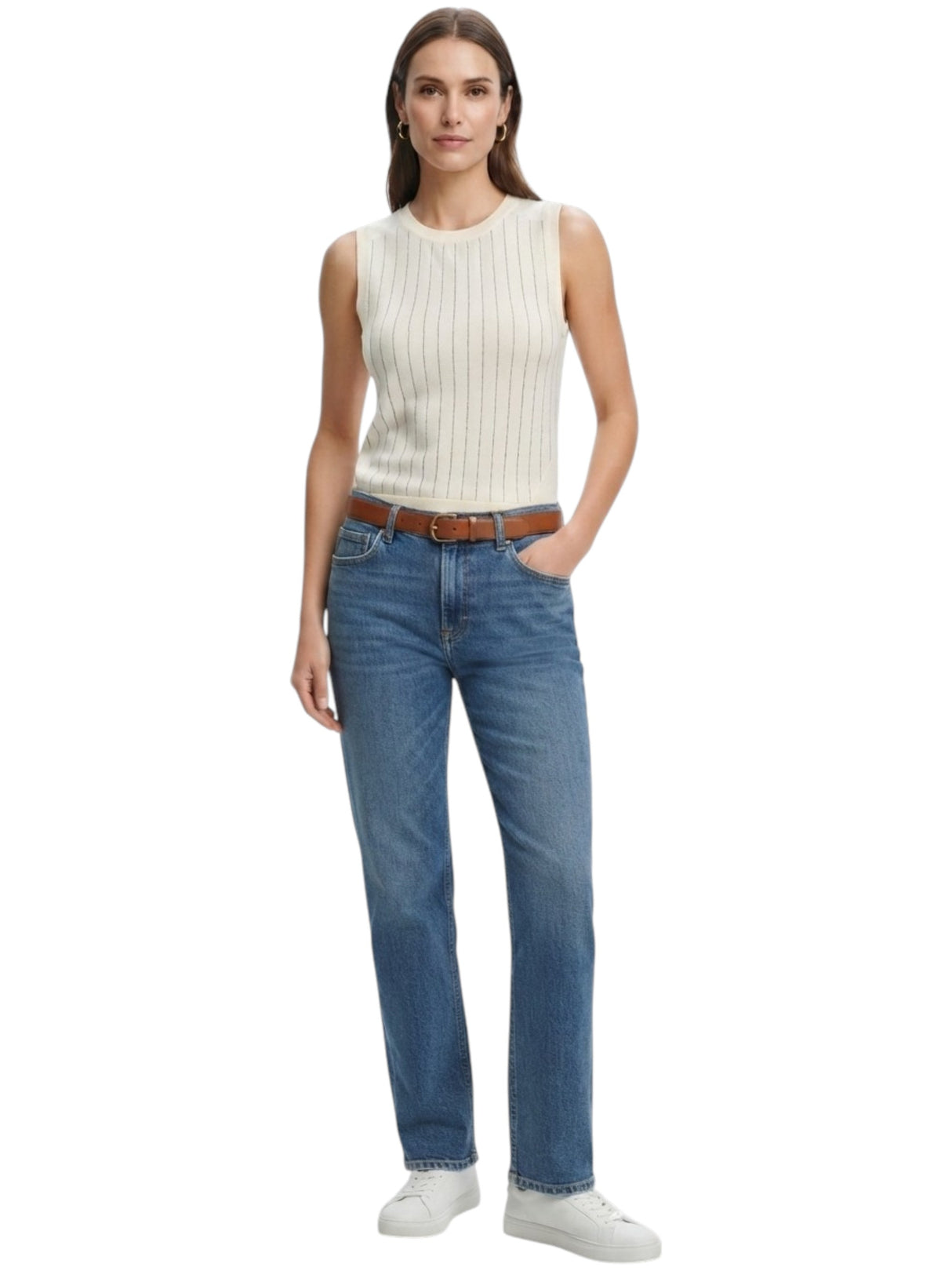Image for Women's Striped Top,Beige