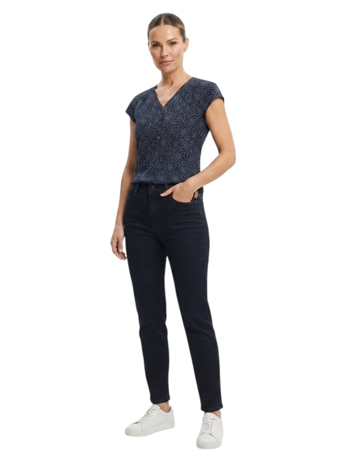 Image for Women's Printed Top,Navy