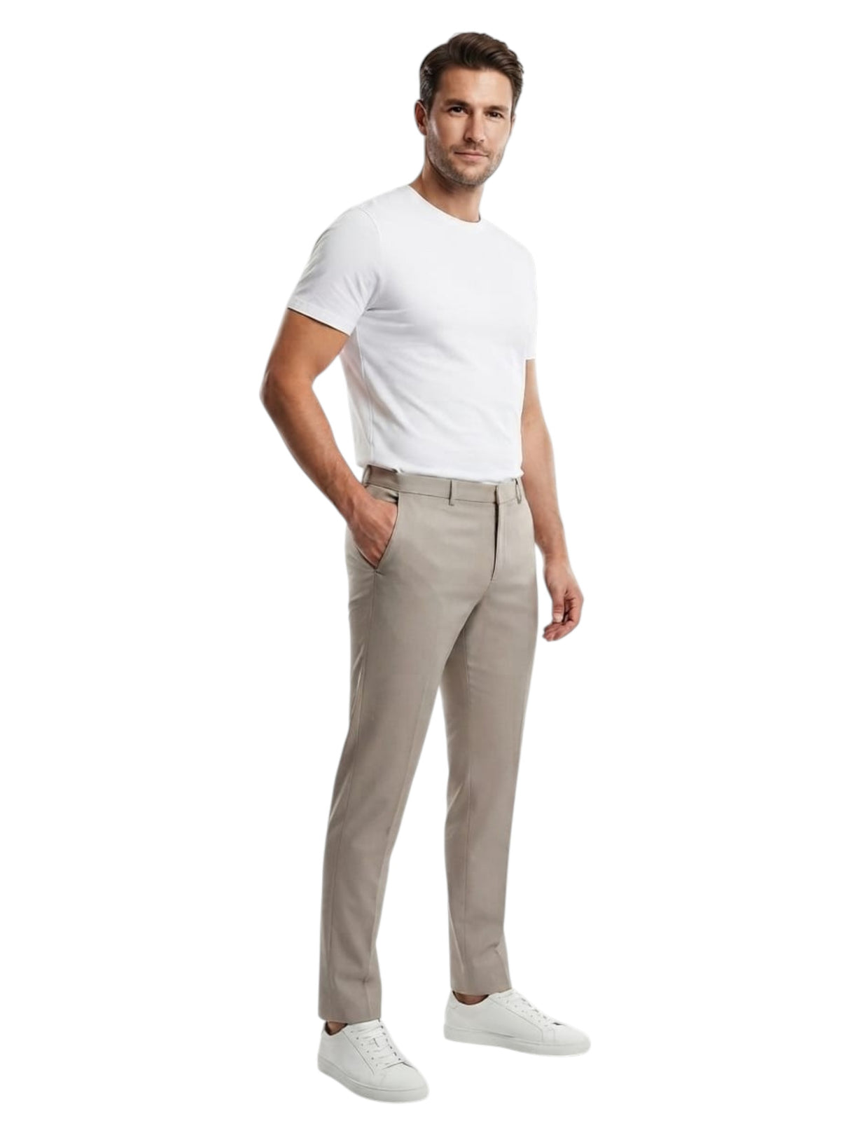Image for Men's Plain Solid Classic Pant,Beige