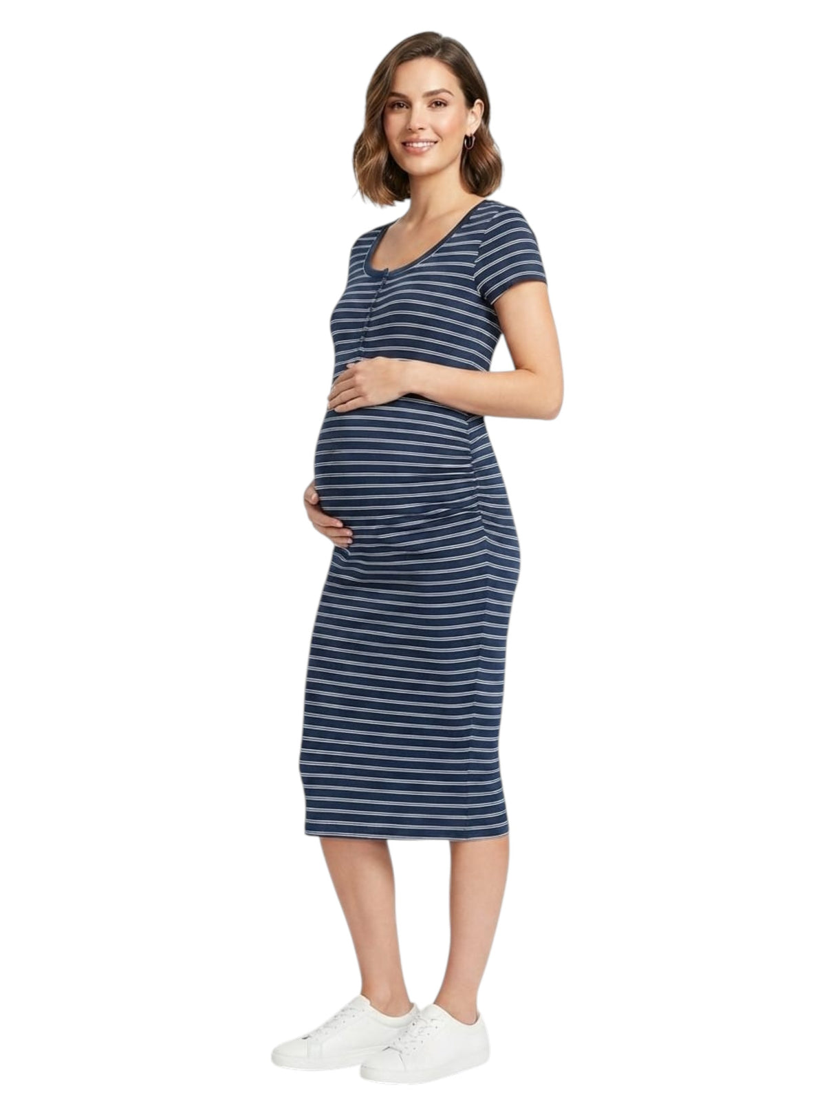 Image for Women's Striped Pregnant Dress,Navy