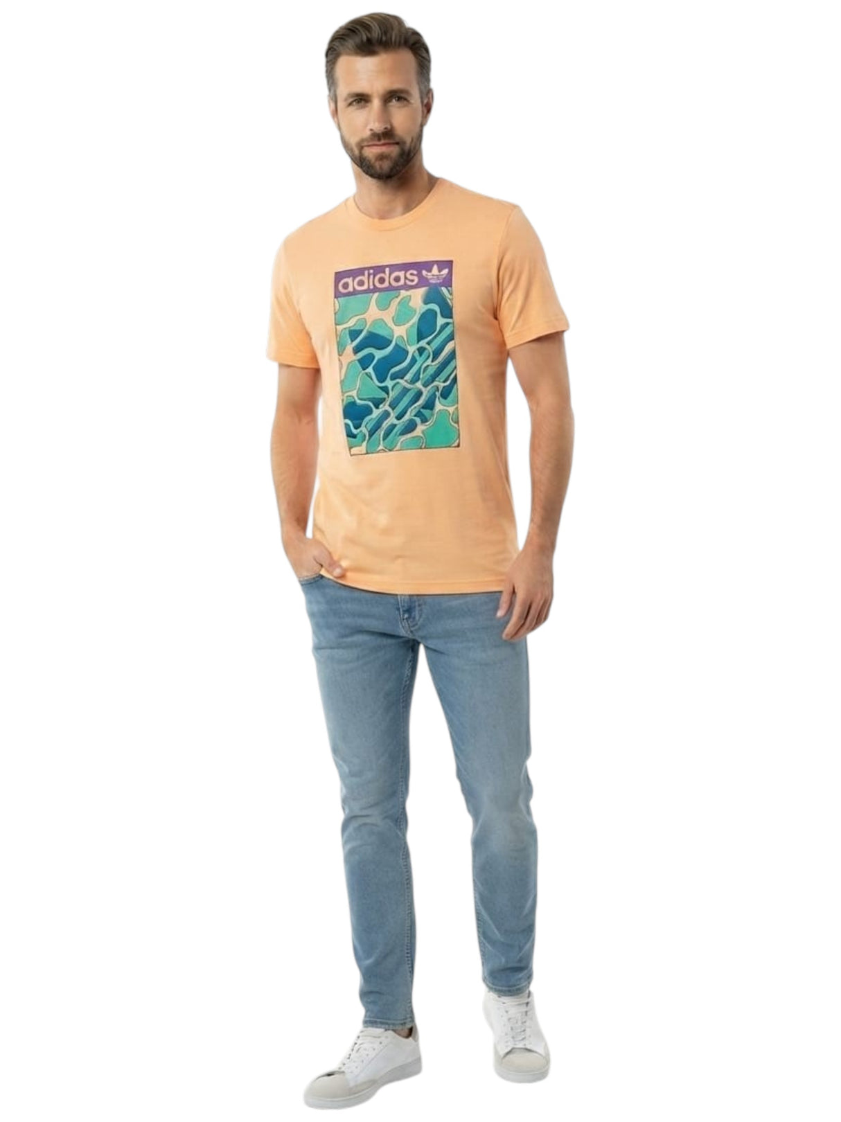 Image for Men's Brand Logo Printed Top,Light Orange