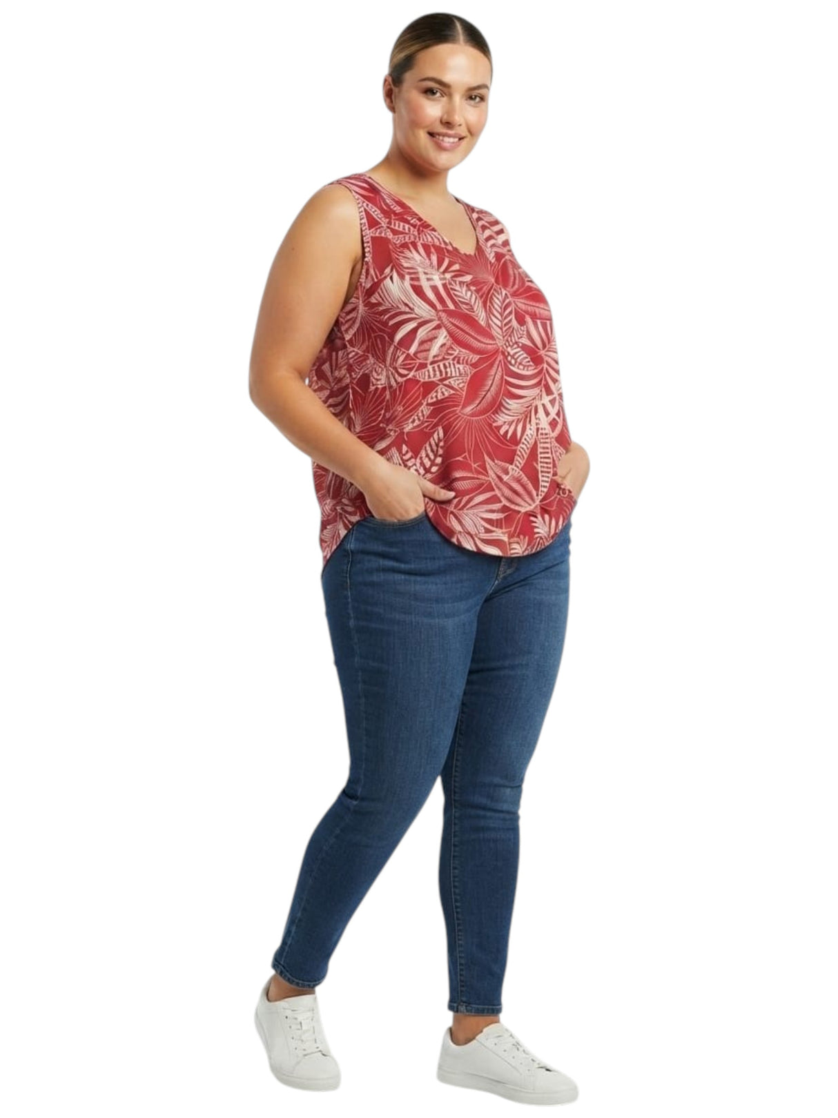 Image for Women's Printed Top,Red