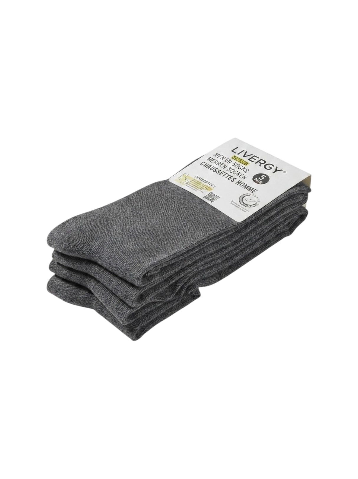 Image for Men's Plain Solid Socks Long Thin Set 5Pieces,Dark Grey