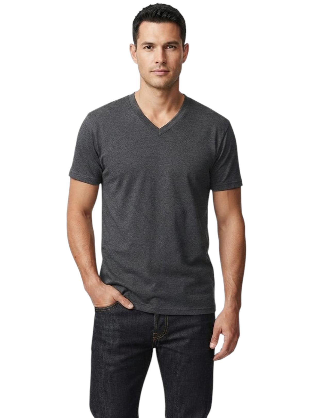 Image for Men's Plain Solid Top,Dark Grey