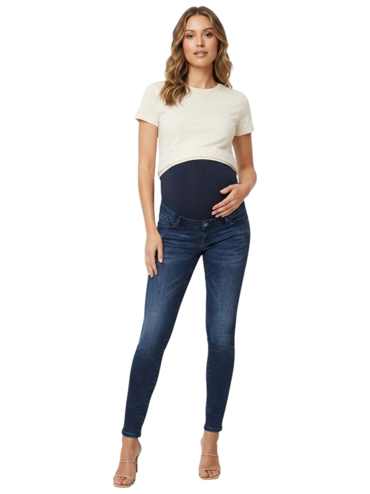 Image for Women's Washed Pregnant Jeans,Navy