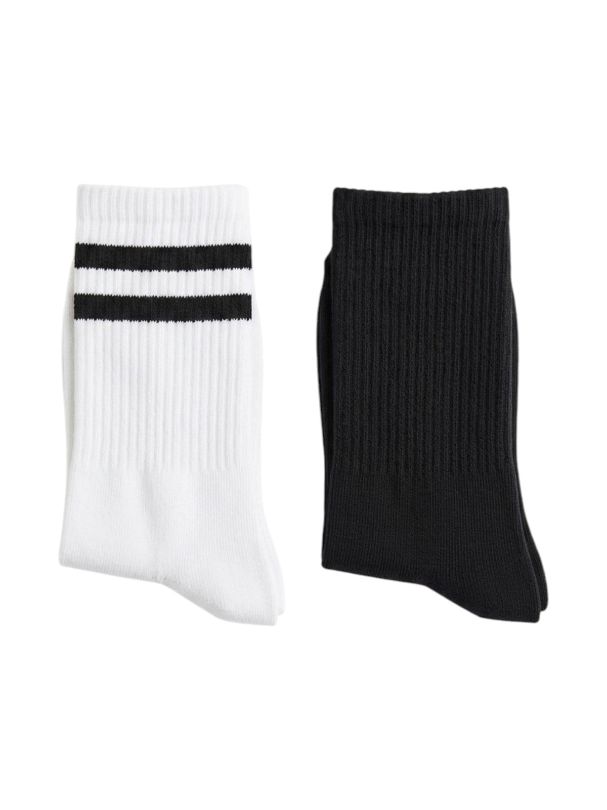 Image for Women's 2 Pairs Plain Crew Socks,Black/White