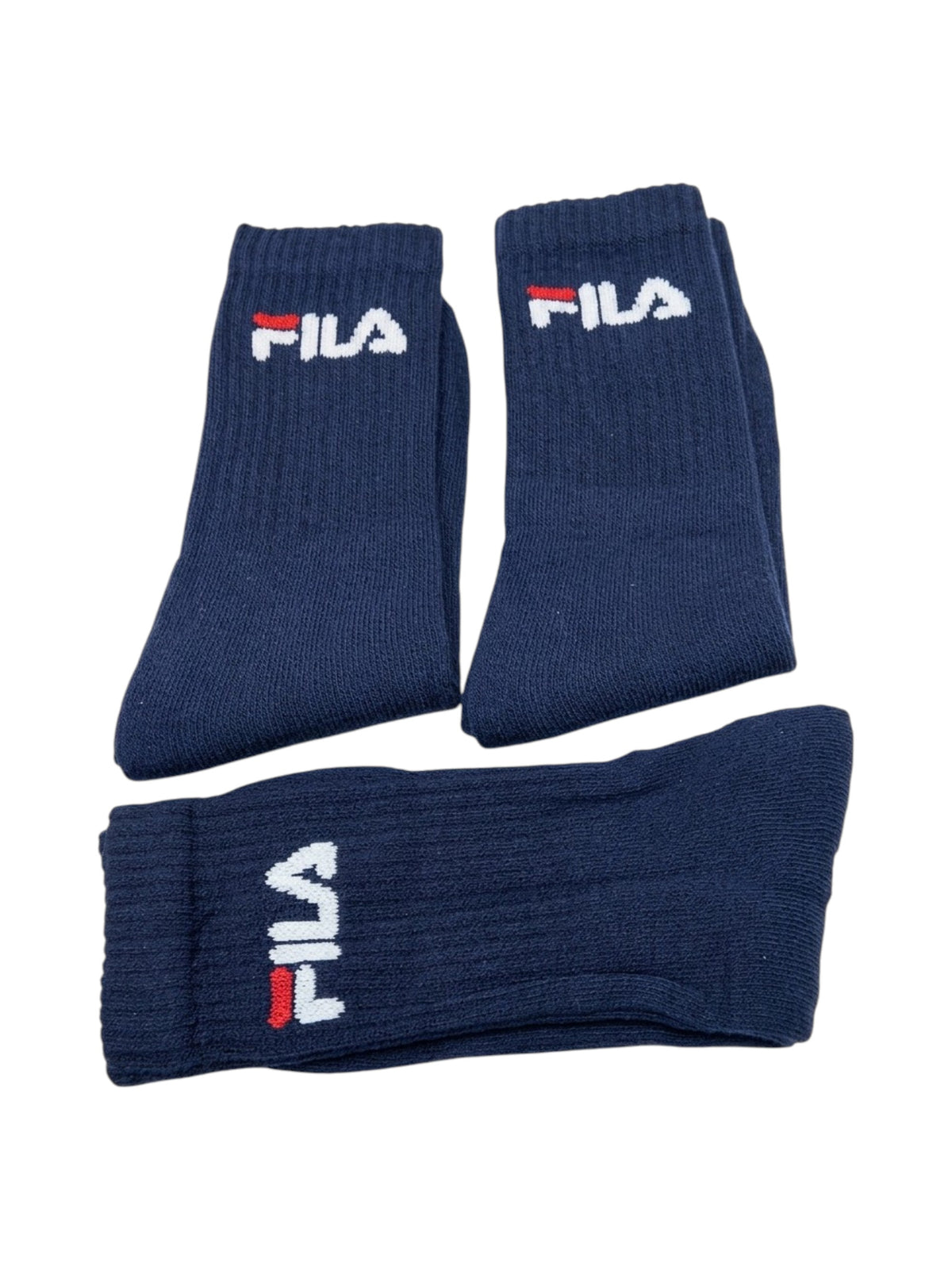 Image for FILA Men's 3 Pair Brand Logo Printed Knee-High Socks,Navy Blue
