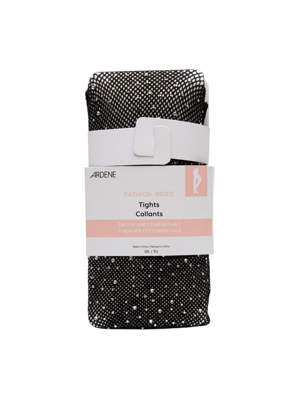 Image for Women's 1 Pair Plain Mesh Rhinestone Tights,Black