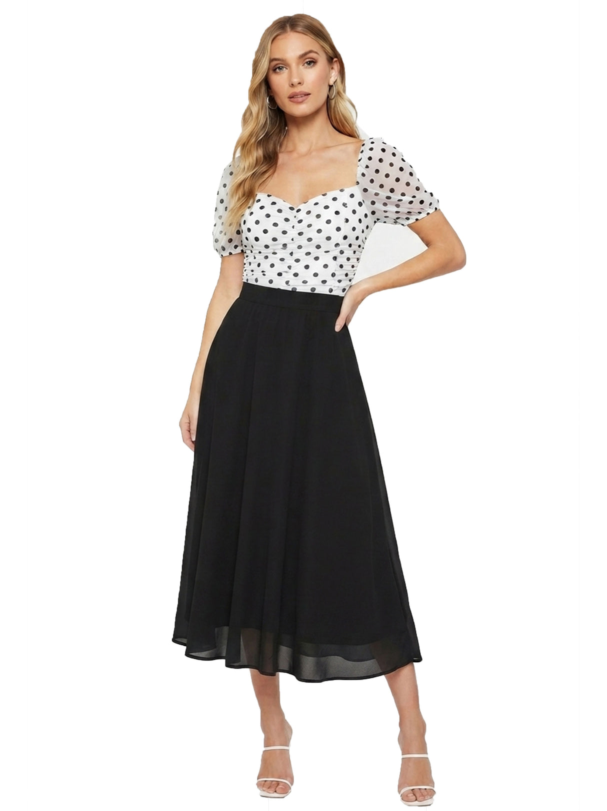 Image for Women's Printed Polka Dot Bodysuit,White