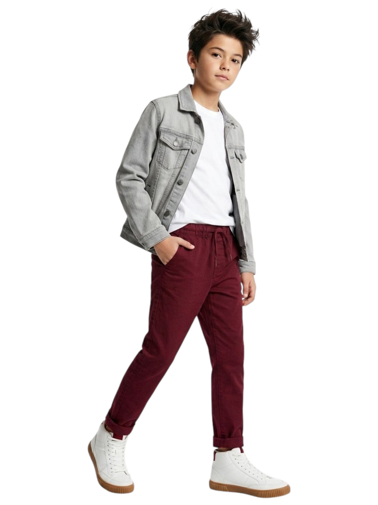 Image for Kids Boy's Textured Pants,Burgady
