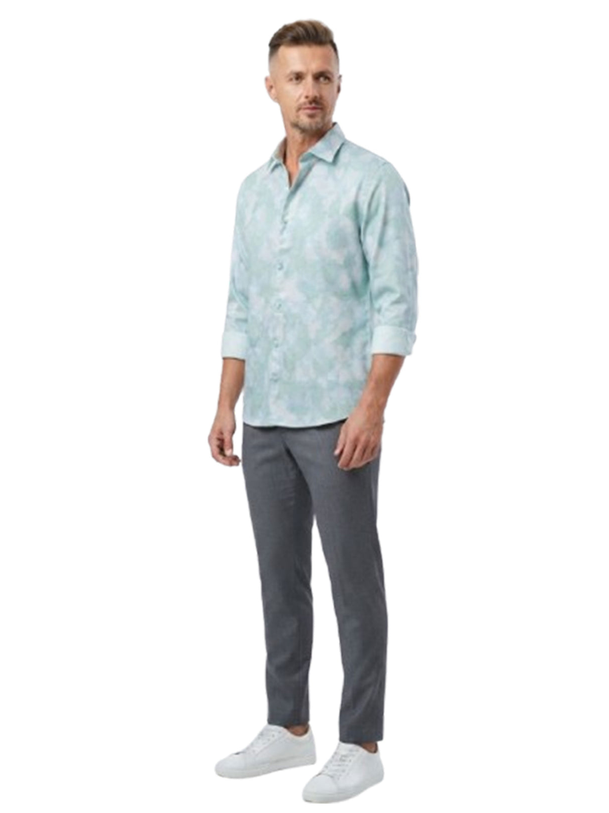Image for Men's Printed Dress Shirt,Mint Green