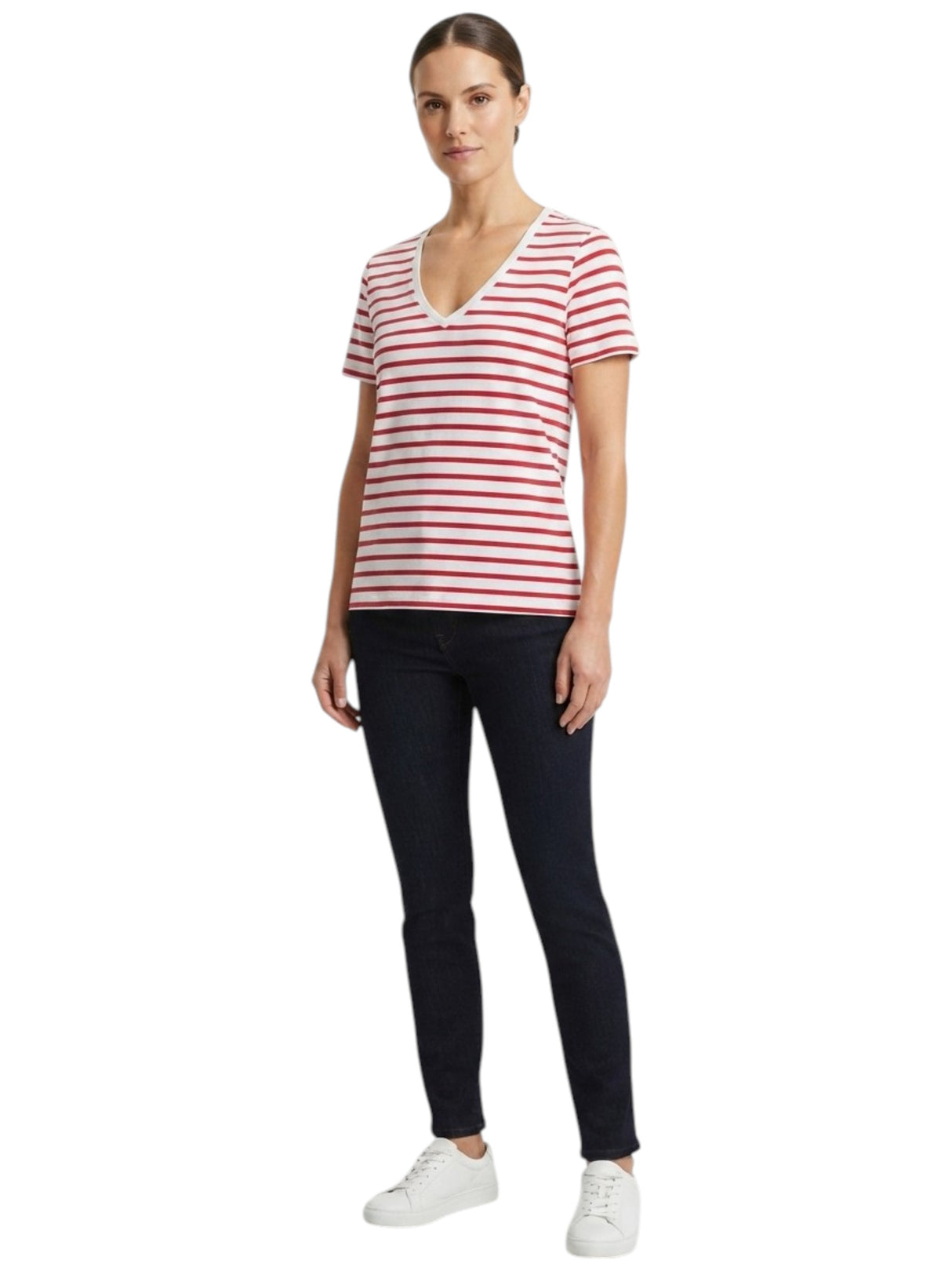 Image for Women's Striped Top,Red/White