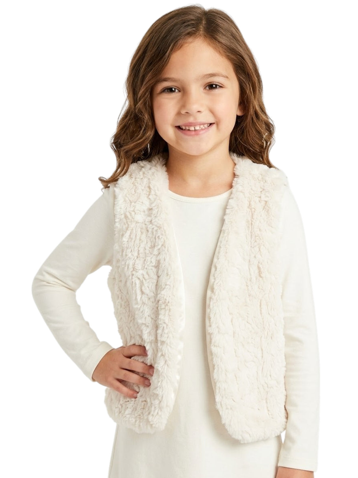 Image for Kids Girl's Faux Fure Vest,White
