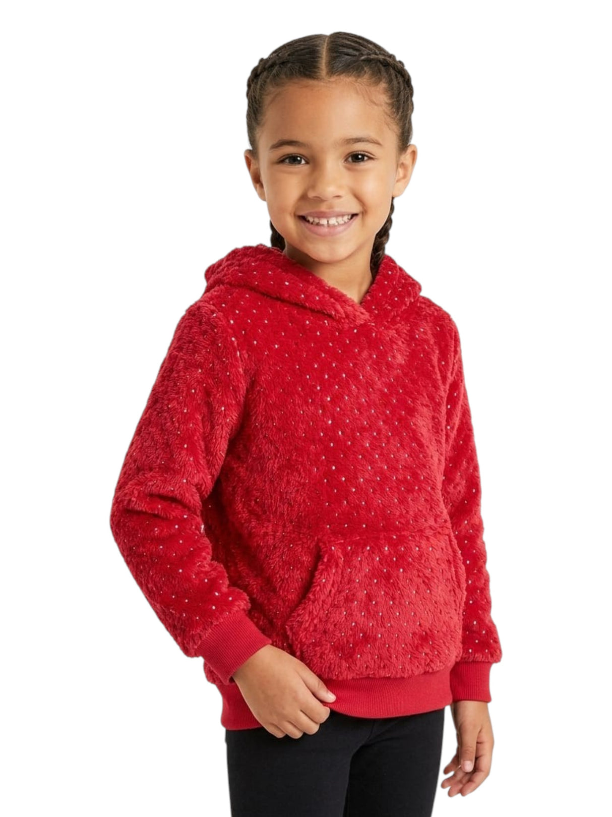 Image for Kids Girl's Faux Fur Hoodies,Red