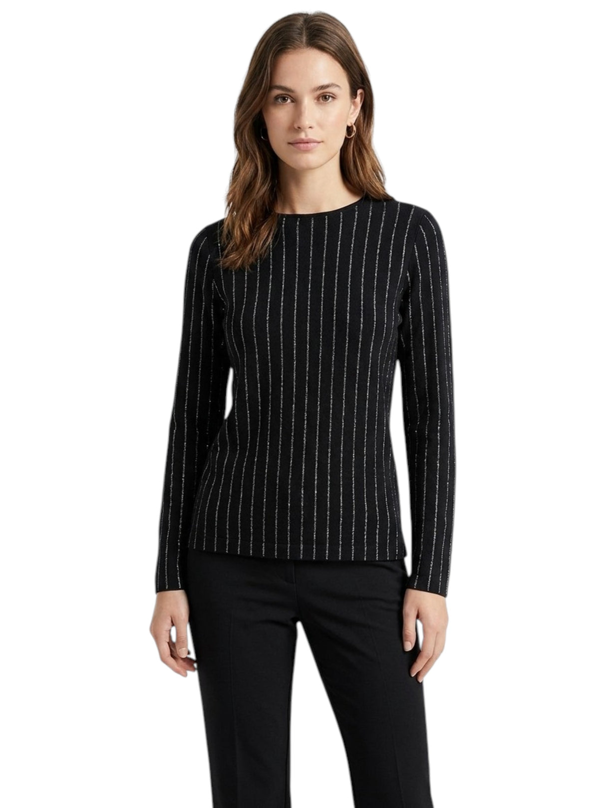 Image for Women's Glitter Striped Top,Black