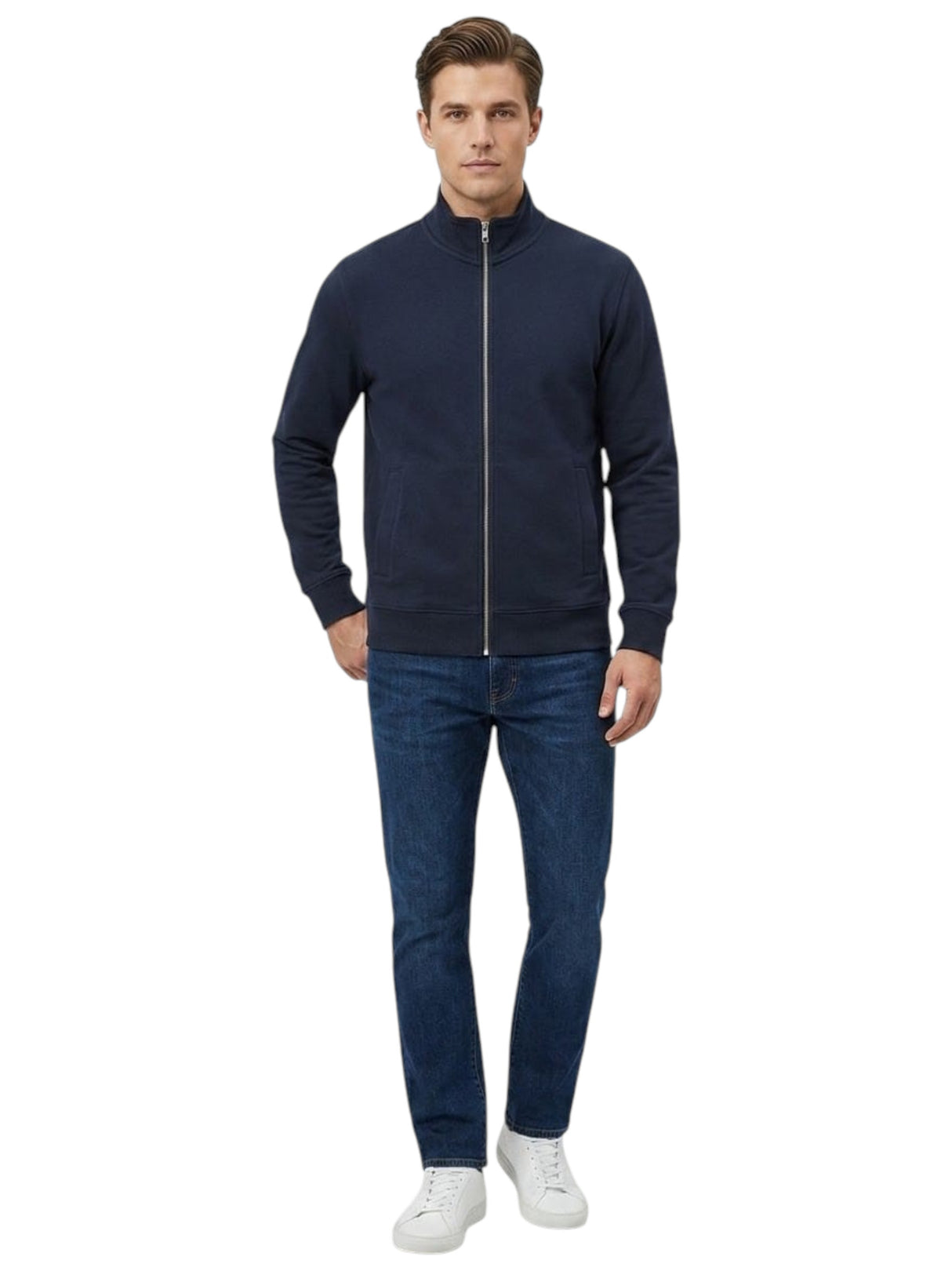 Image for Men's Plain Solid Jacket,Navy