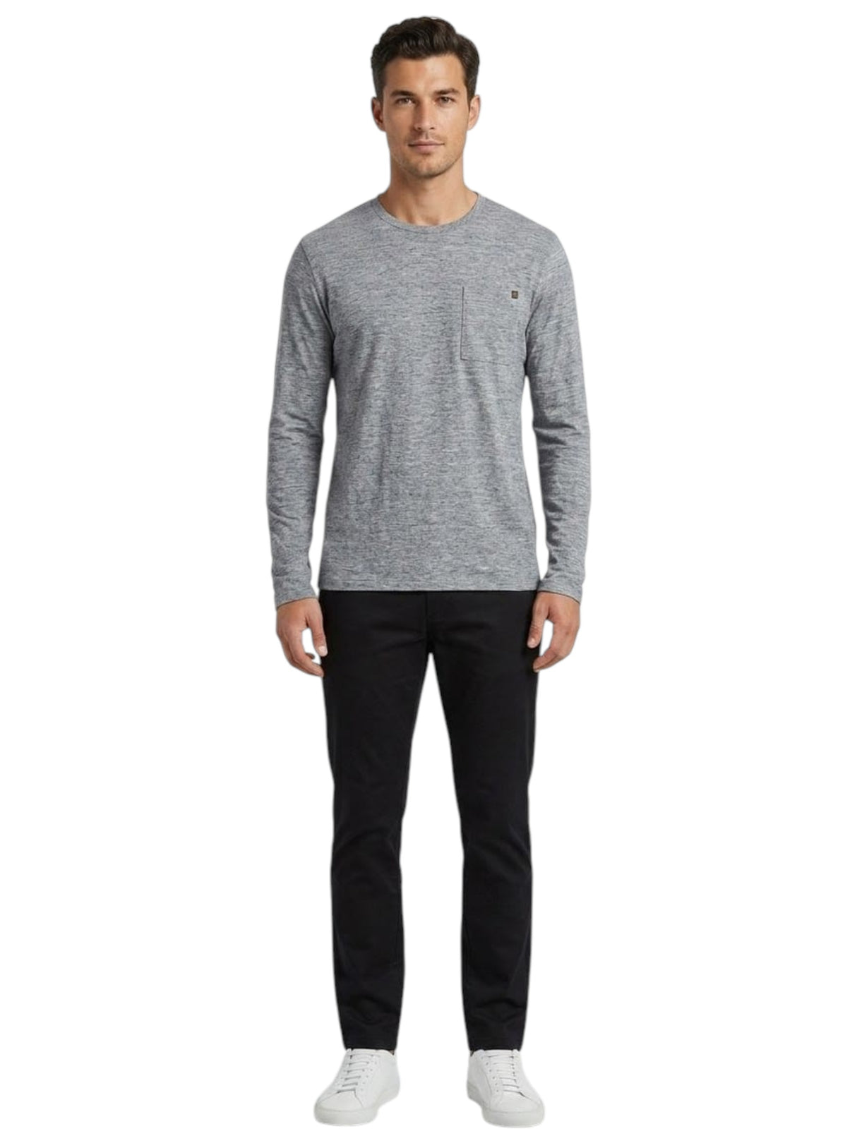 Image for Men's Plain Solid Top,Dark Grey