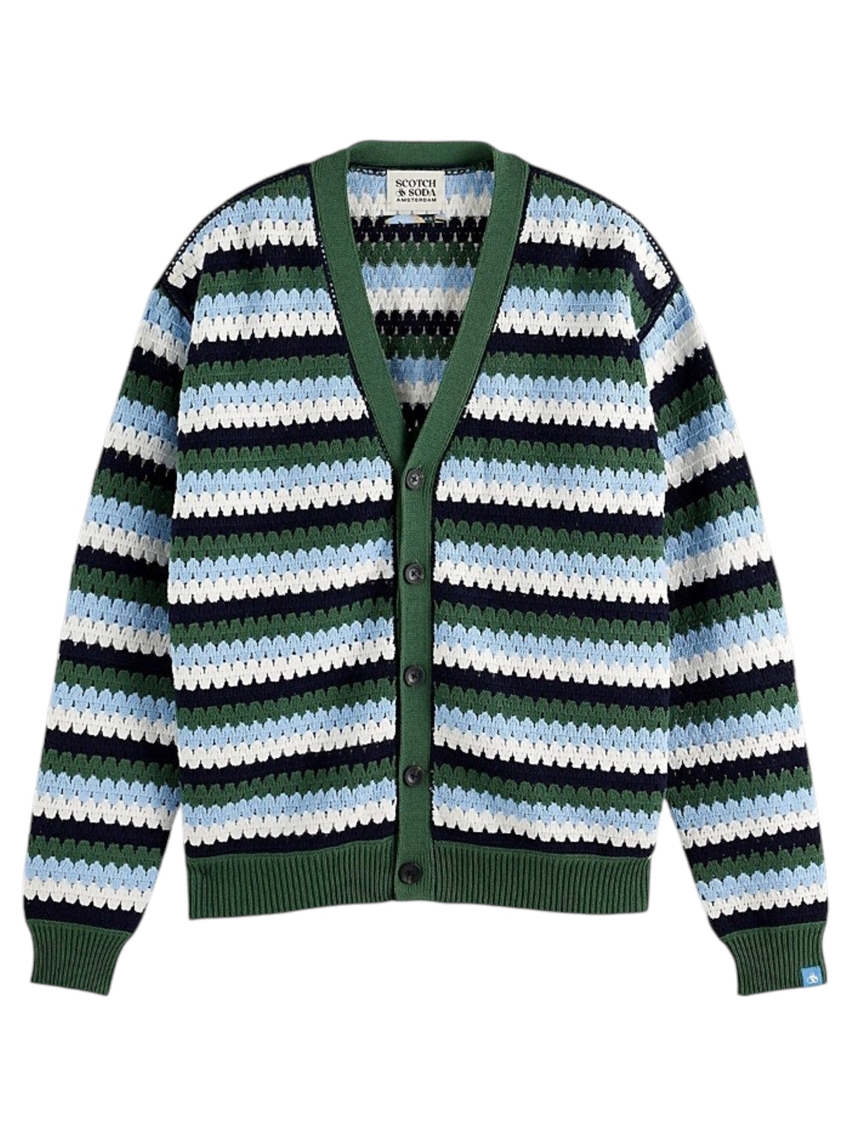 Image for Men's Colorblocked Crochet Cardigan,Multi