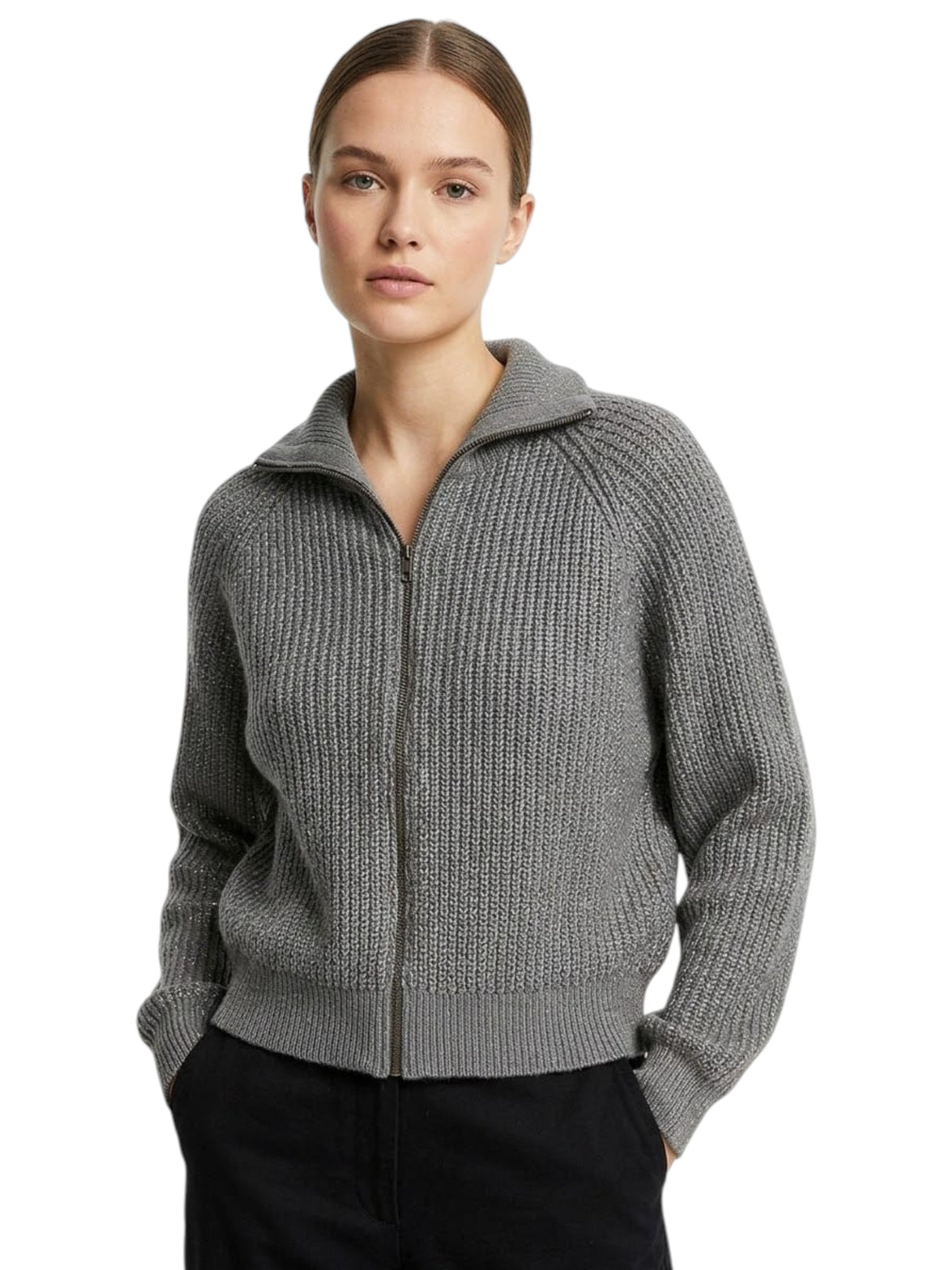 Image for Women's Knitted Jacket,Dark Grey