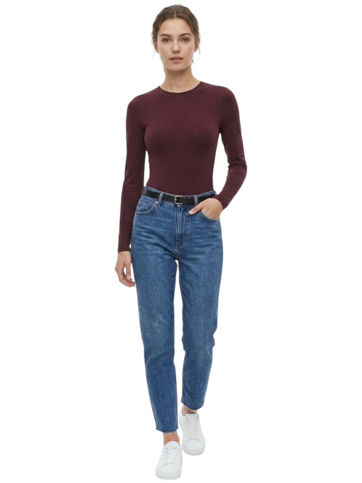 Image for Women's Plain Solid Dodysuit,Burgandy