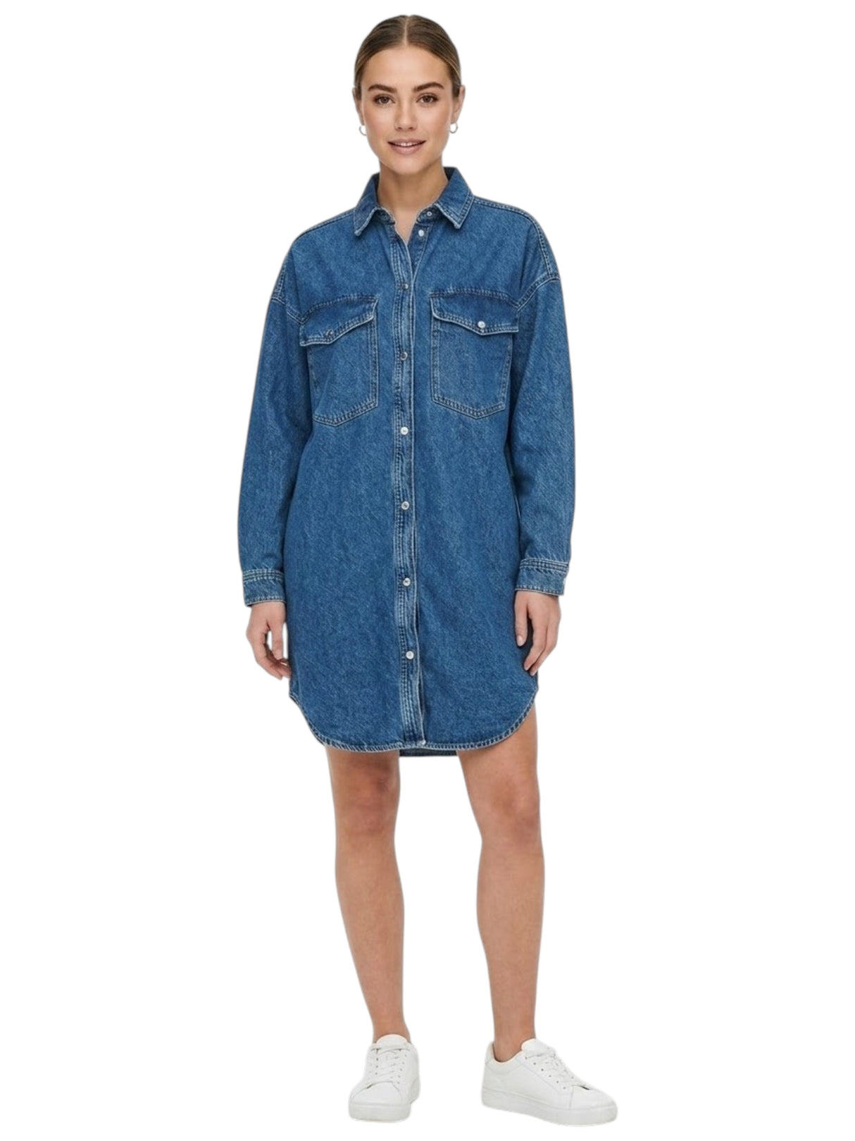 Image for Women's Plain Solid Denim Dress,Blue