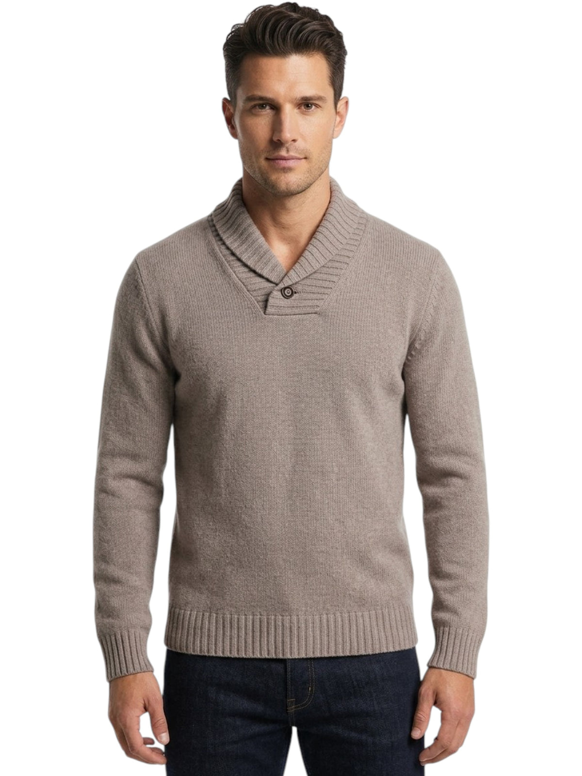Image for Men's Textured Knit Polo Sweater,Beige