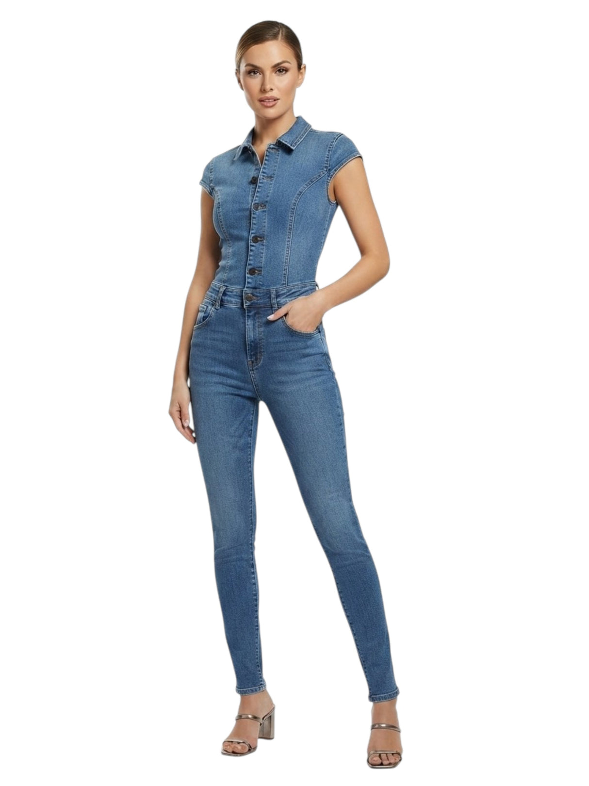 Image for Women's Plain Jumpsuit Jeans,Blue