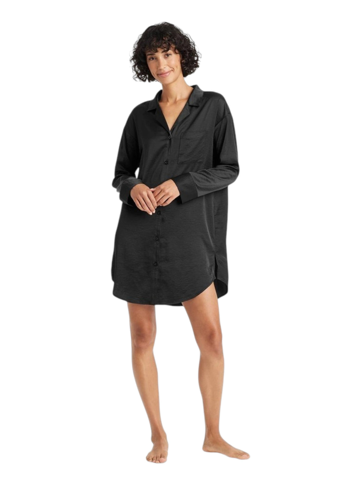 Image for Women's Plain Sleepwear Dress,Black