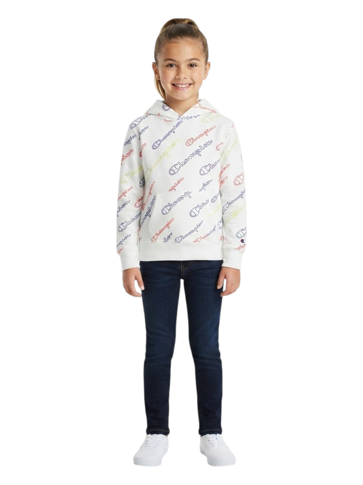 Image for Kids Girl's Brand Logo Printed Hoodies,White