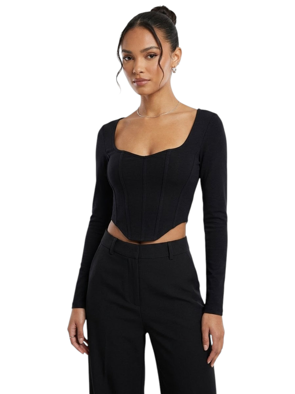 Image for Women's Plain Solid Crop Top,Black