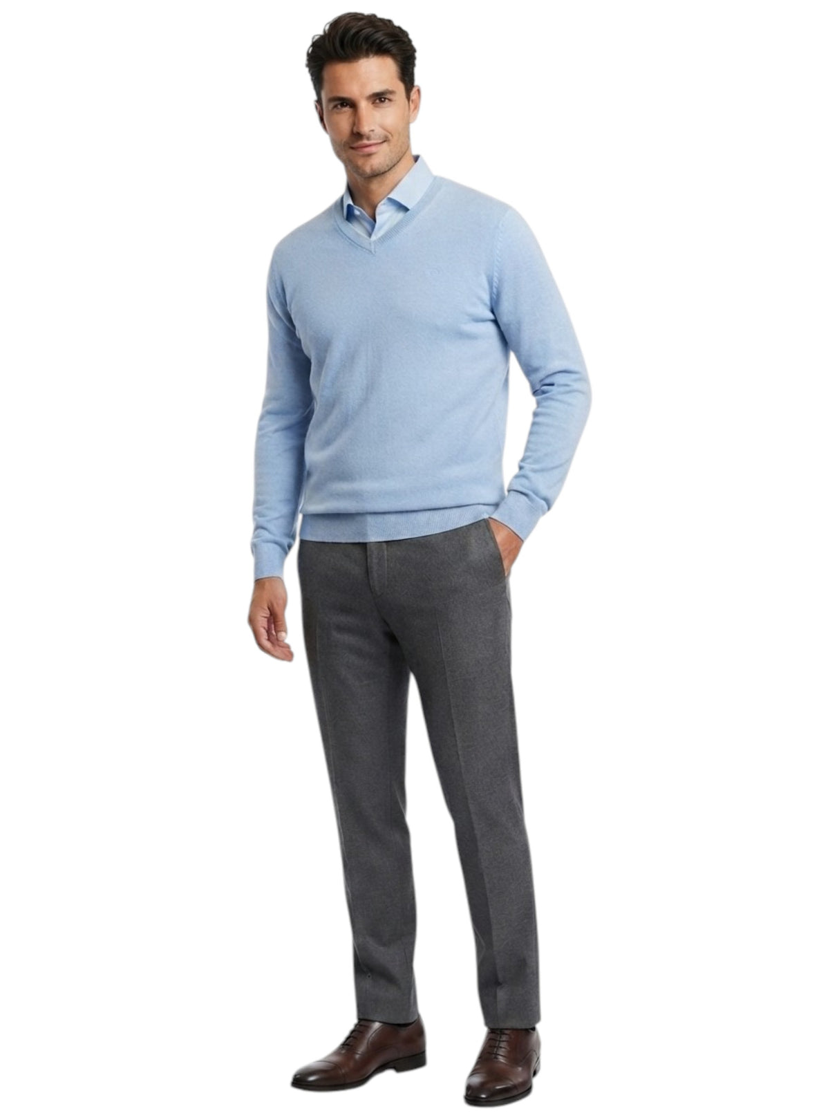Image for Men's Plain Solid Sweaters,Light Blue