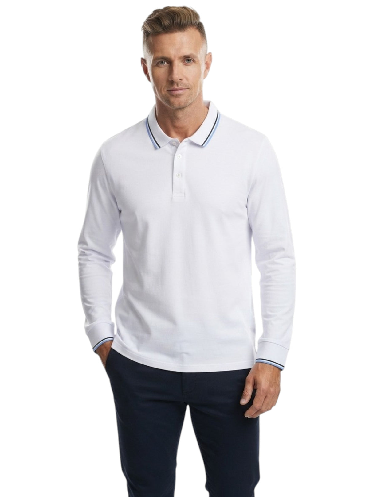 Image for Men's Plain Textured Polo Top,White