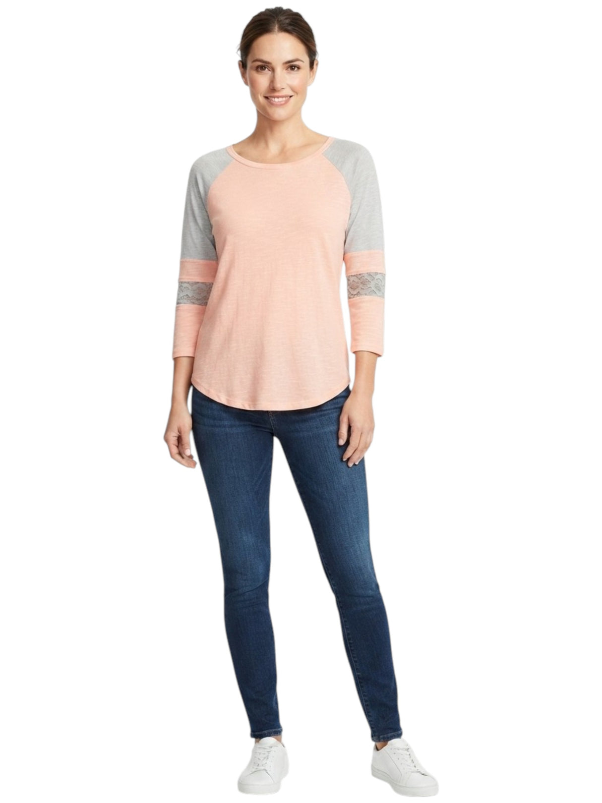 Image for Women's Colorblocked Top,Pink/Grey
