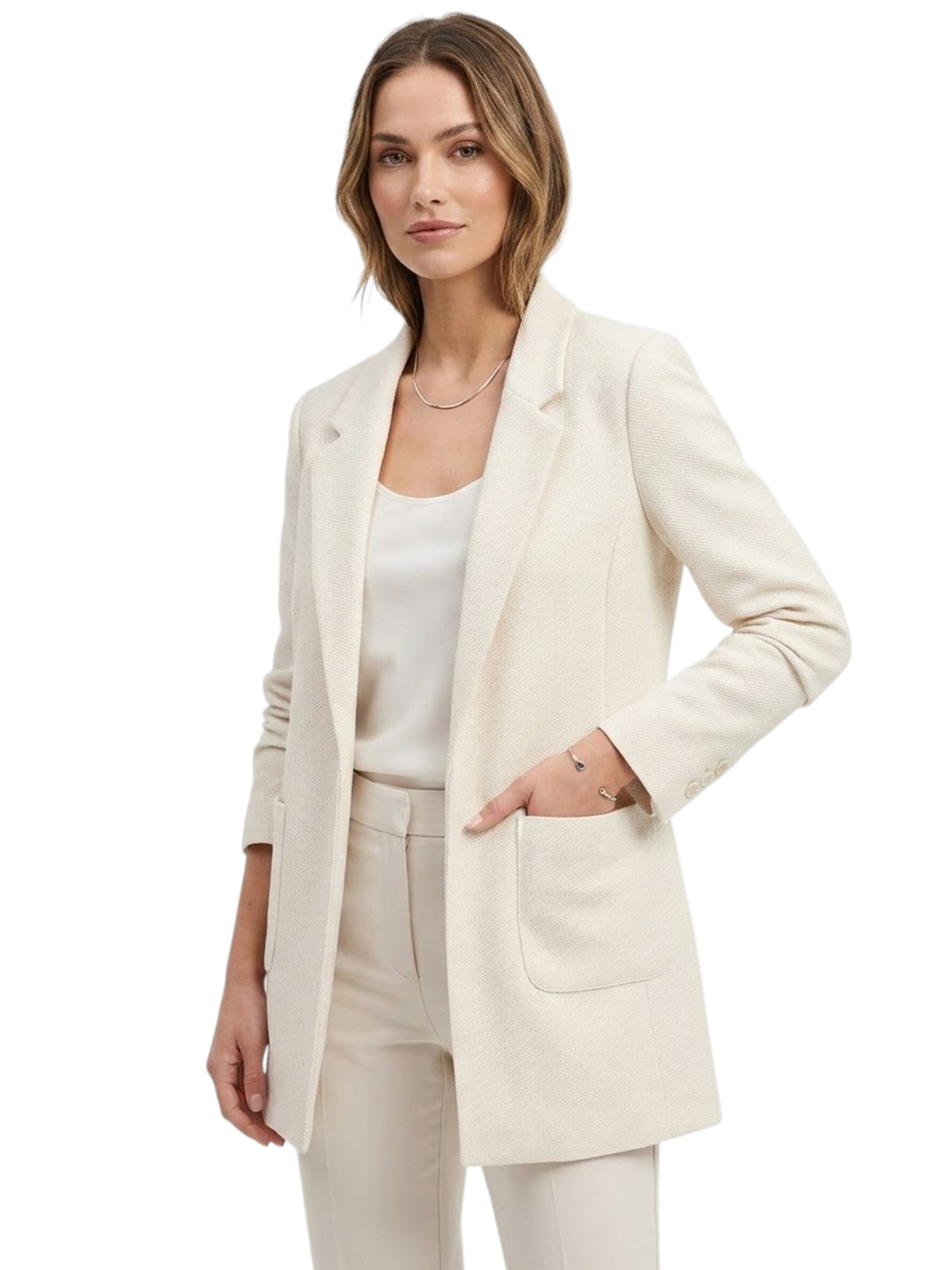 Image for Women's Textured Blazer,Light Beige