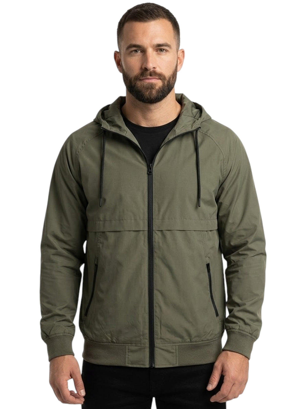 Image for Men's Plain Solid Jacket,Dark Olive