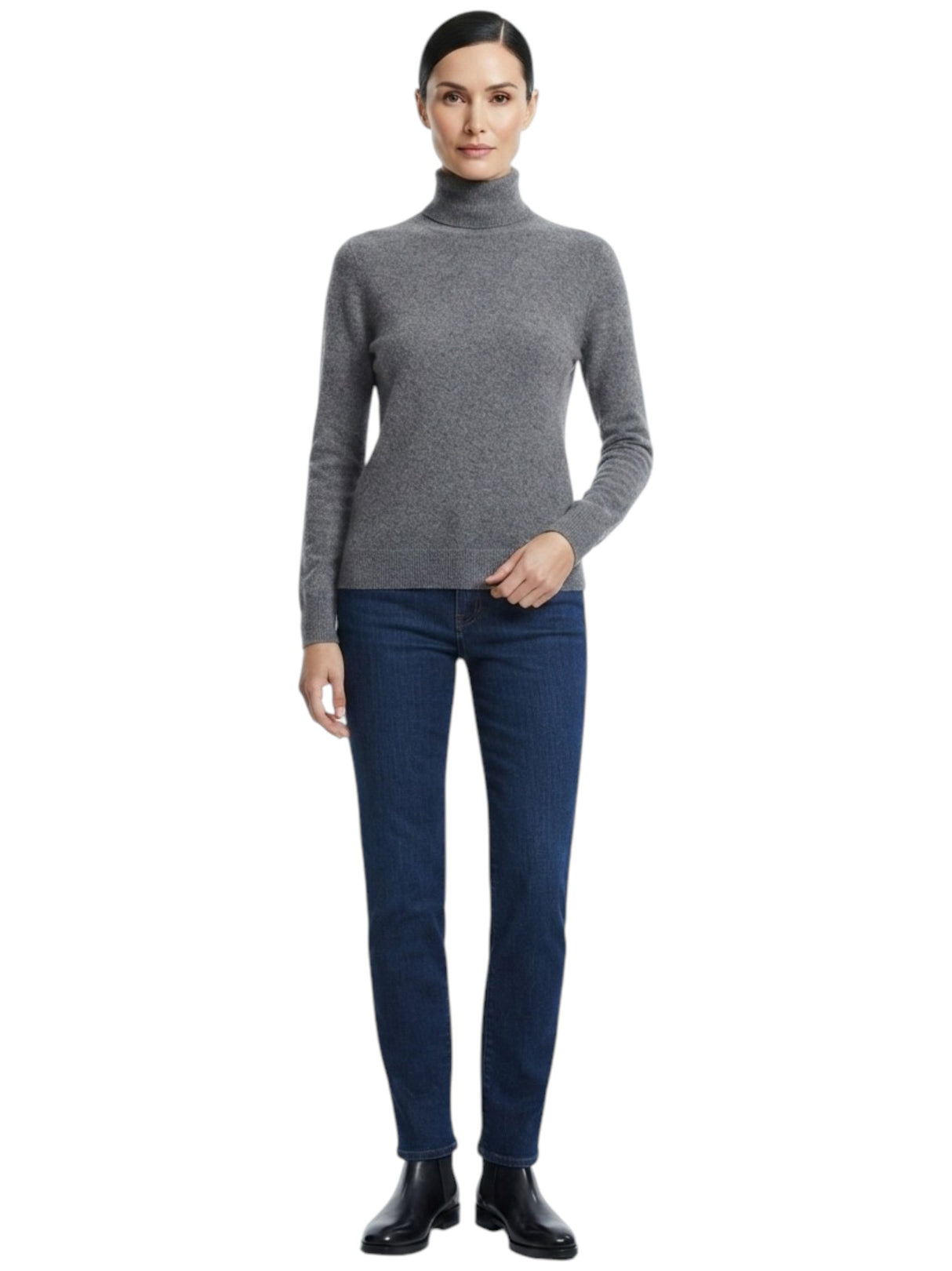 Image for Women's Plain Solid Sweaters,Dark Grey