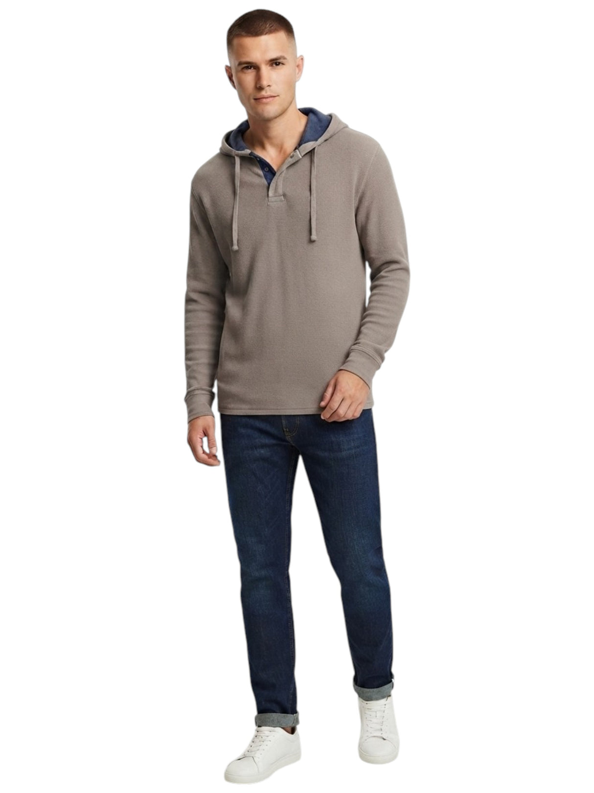 Image for Men's Textured Hoodies Over Size,Greige