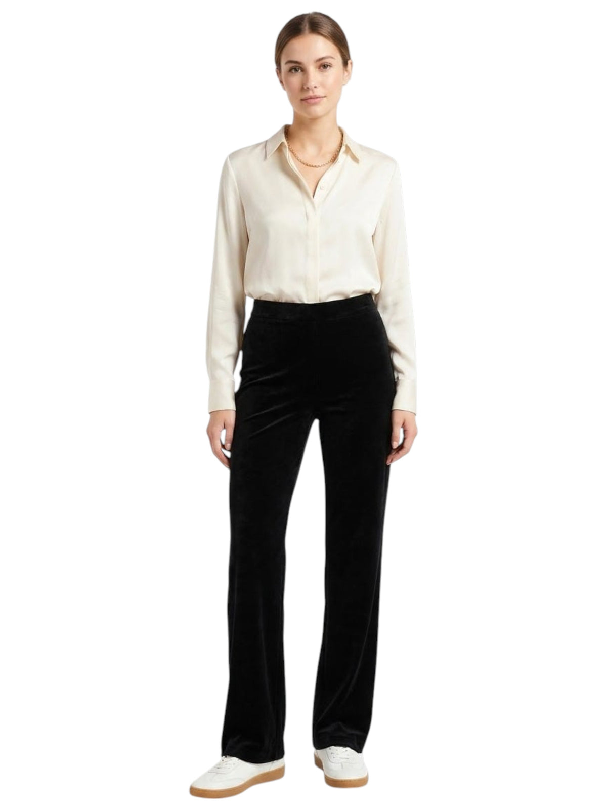 Image for Women's Plain Solid Velvet Pant,Black