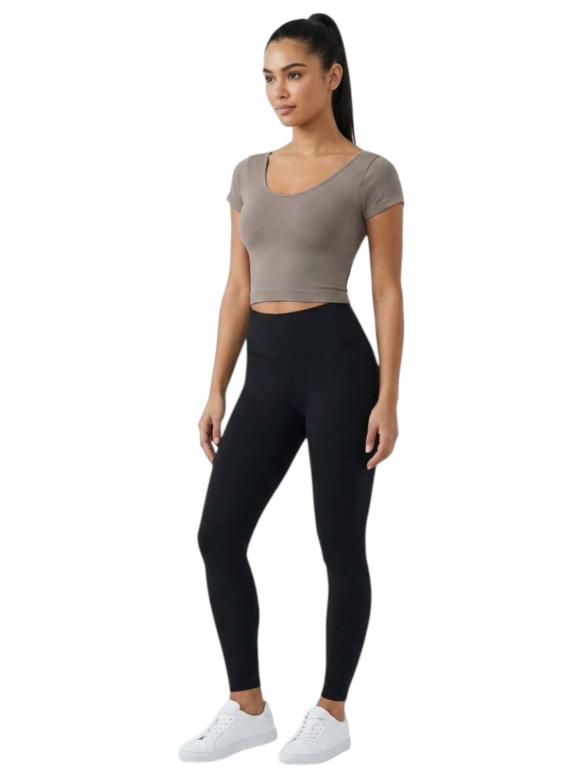 Image for Women's Plain Solid Sport Top,Dark khaki