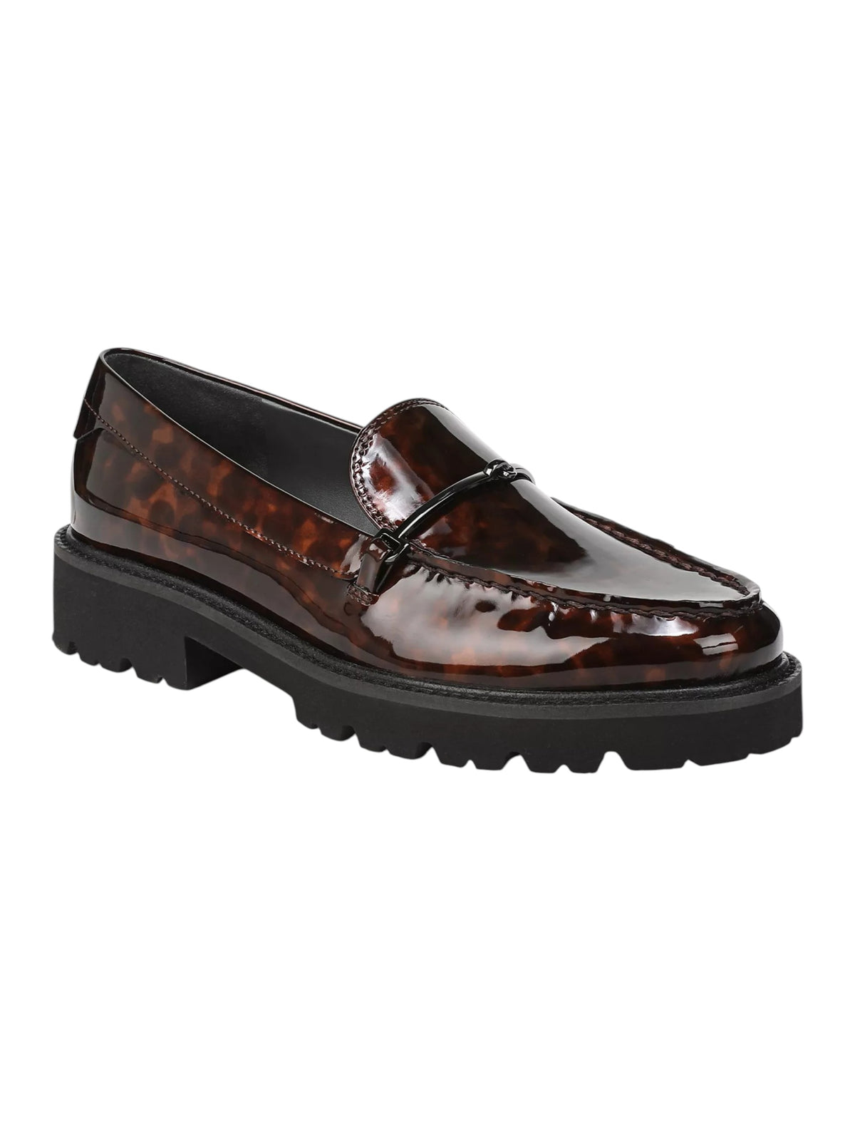 Image for Women's Tortoise Patent Leather Printed Loafers Shoes,Brown