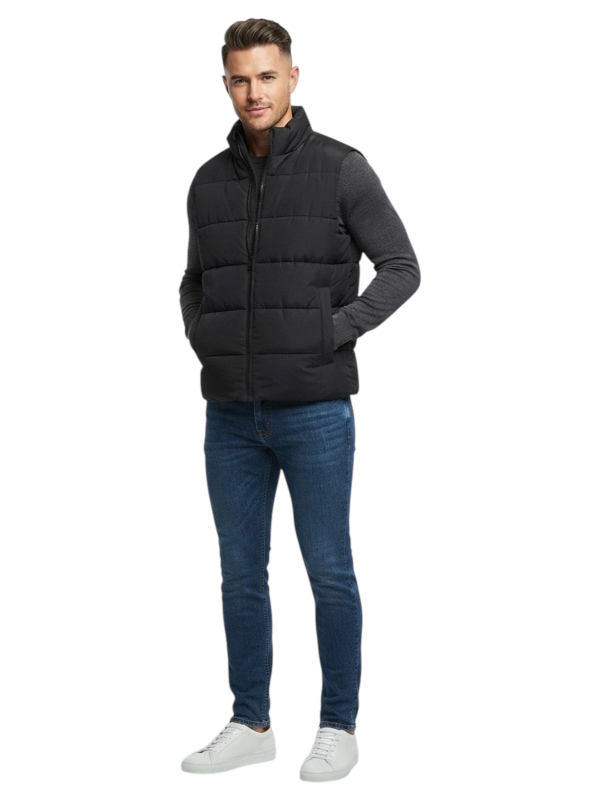 Image for Men's Quilted Vest,Black