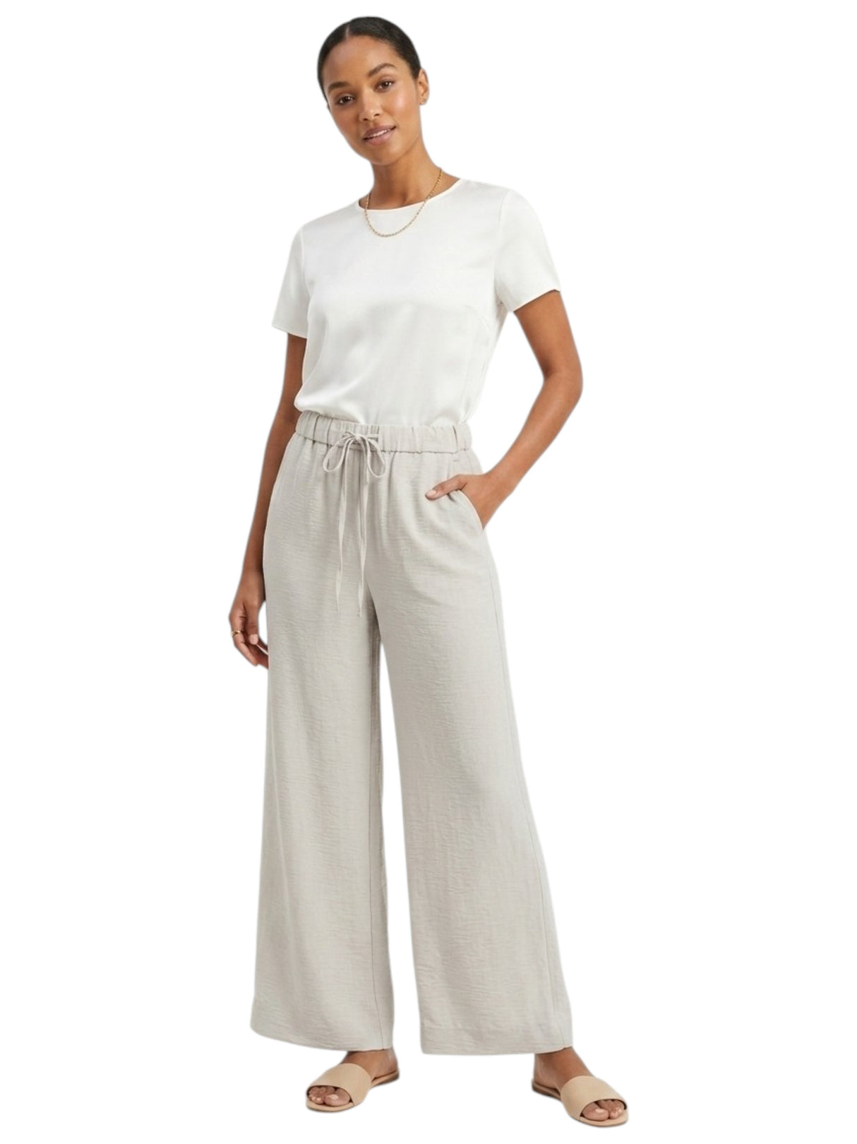 Image for Women's Plain Solid Linen Pant,Grey