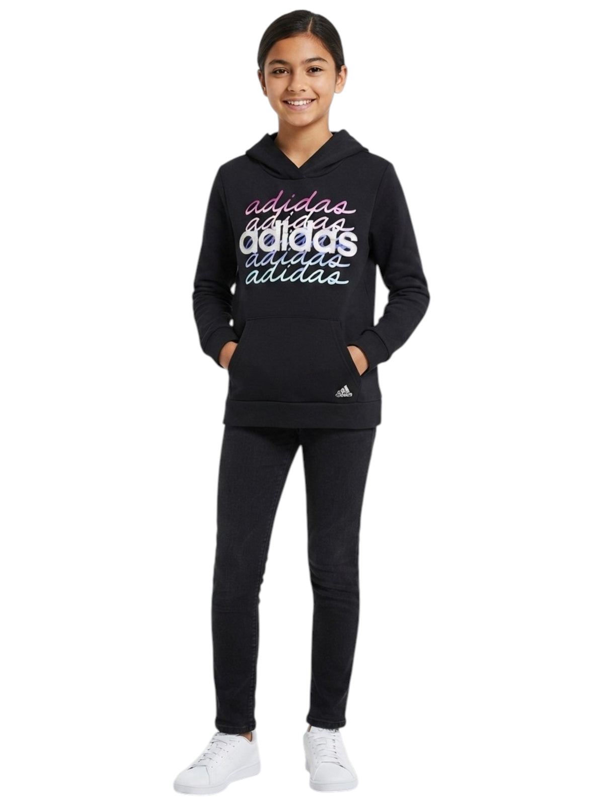 Image for Kids Girl's Prand Logo Printed Hoodies,Black
