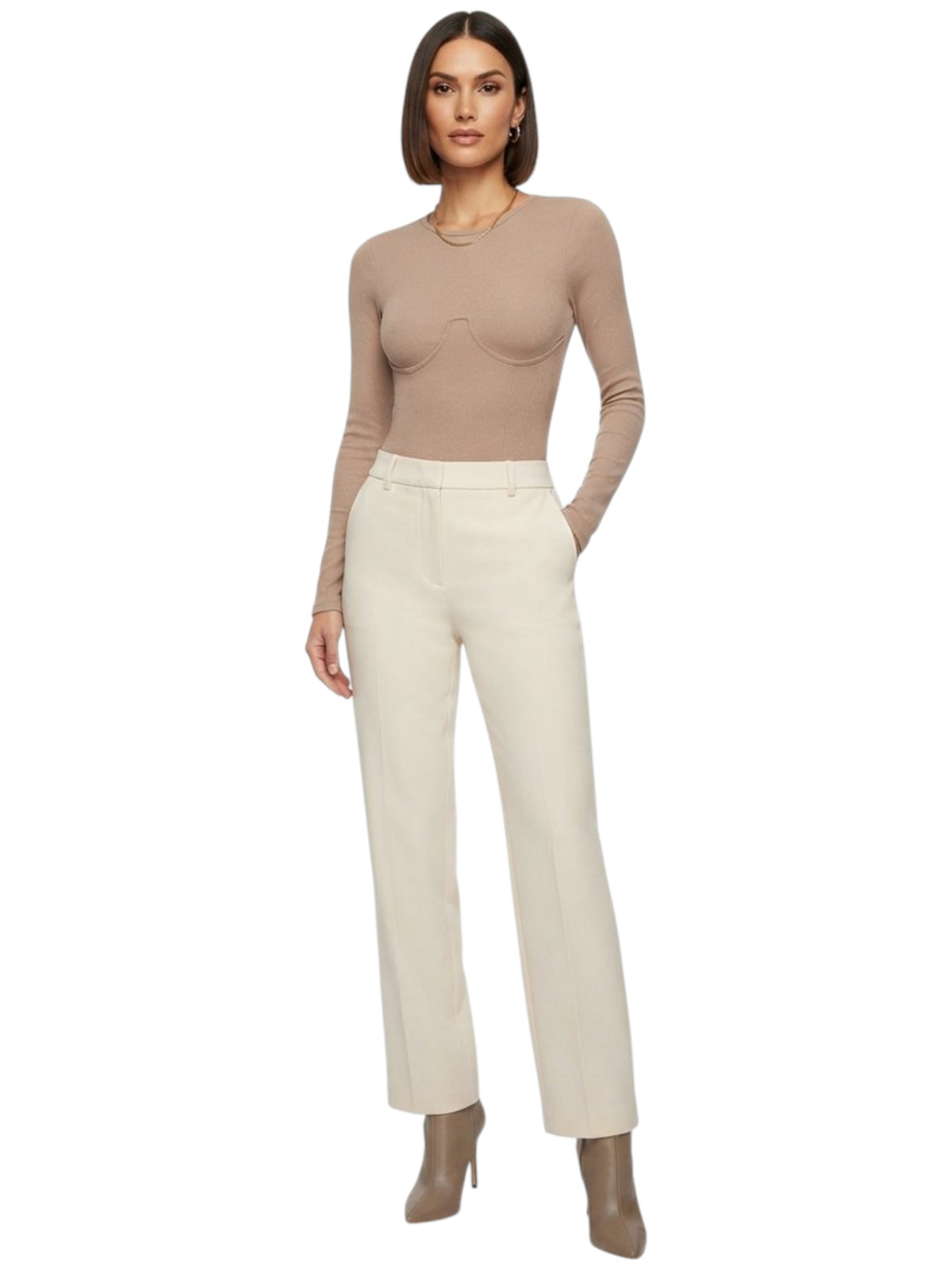 Image for Women's Textured Bodysuit,Light Brown