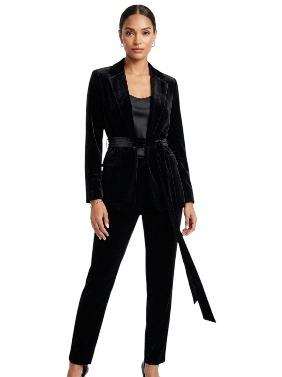 Image for Women's Plain Velvet Blazer,Black