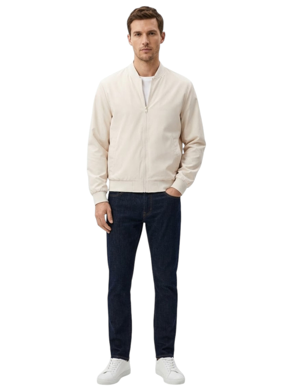 Image for Men's Plain Solid Jacket,Beige