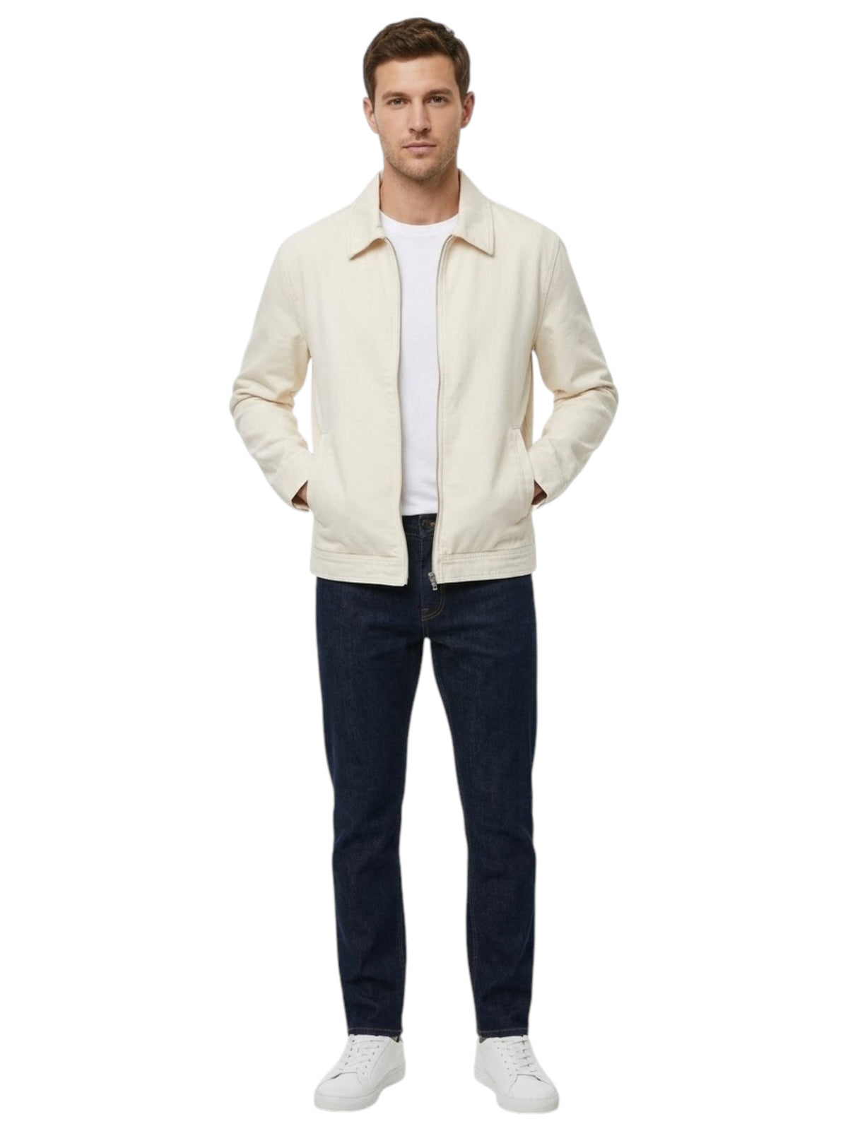 Image for Men's Plain Solid Jacket,Beige