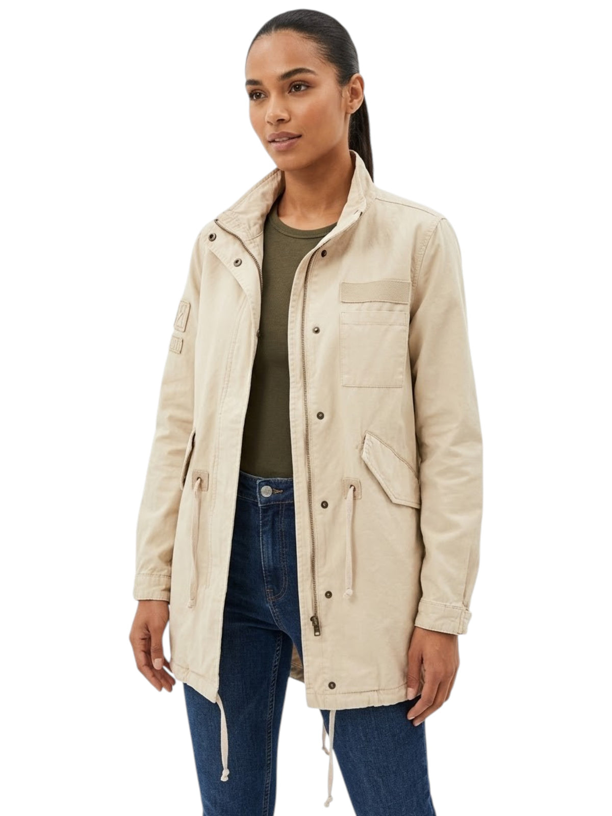 Image for Women's Plain Solid Jacket,Beige