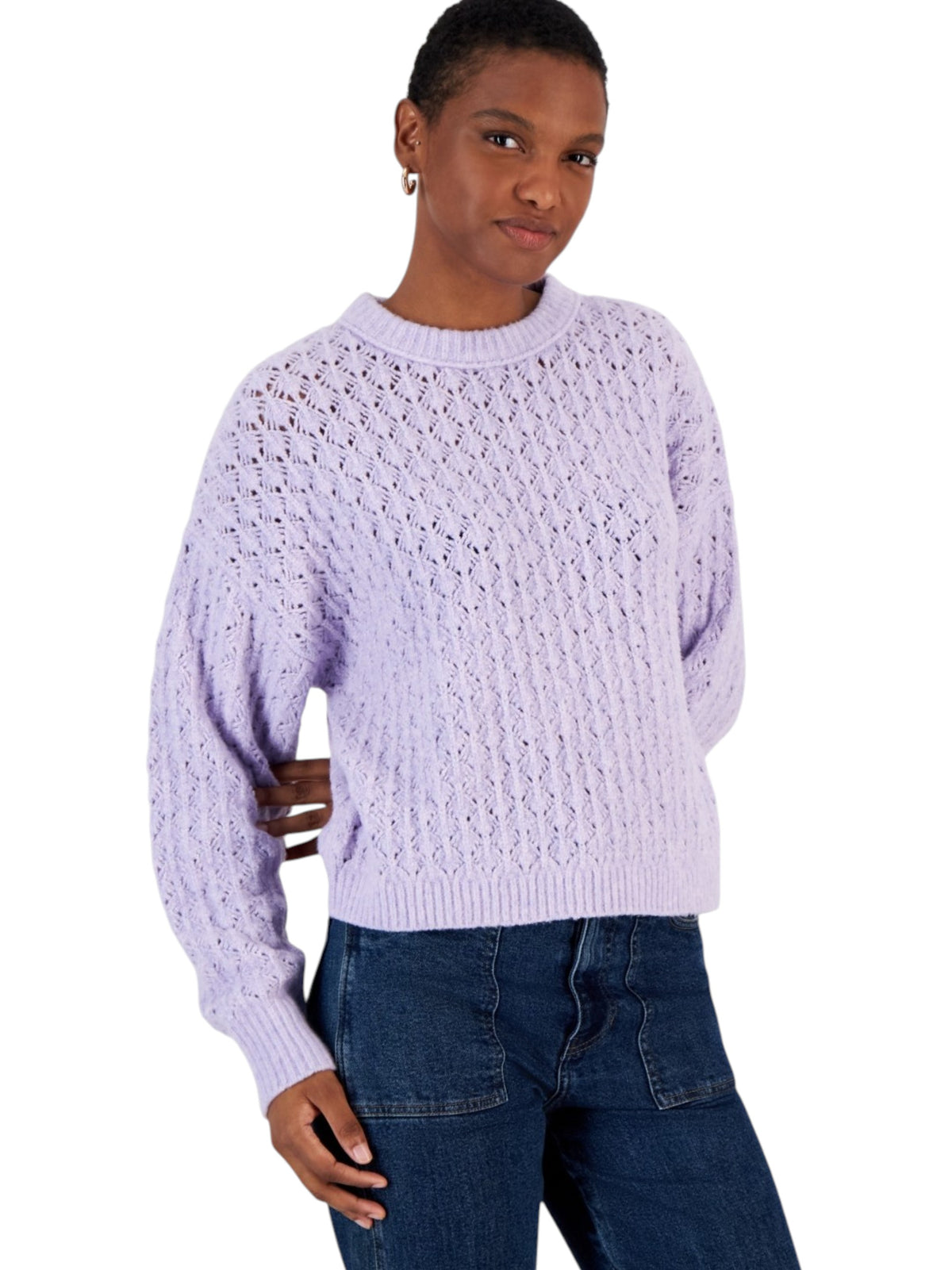 Image for Women's Open Knitted Sweaters,Purple
