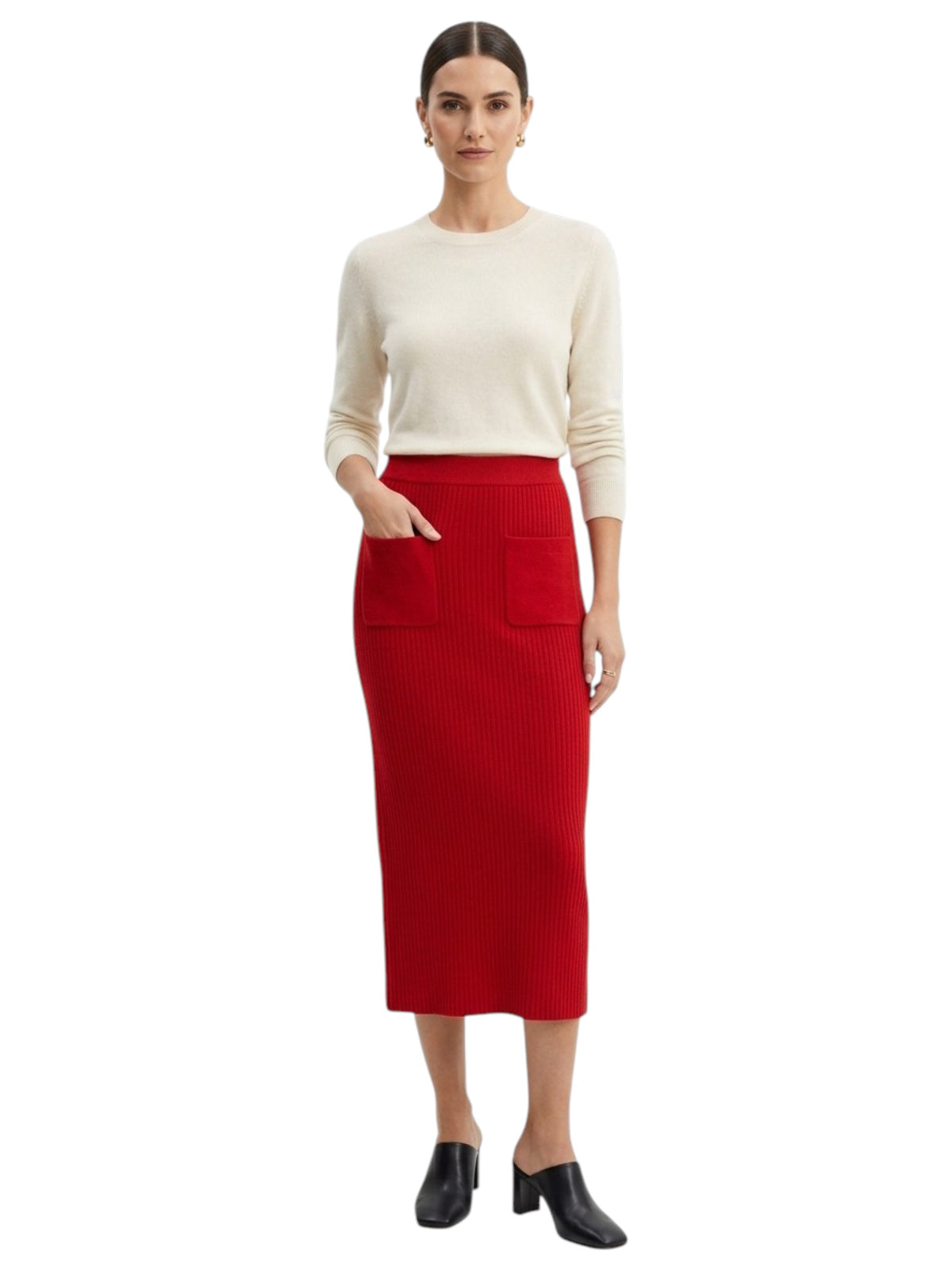 Image for Women's Ribbed Skirt,Red